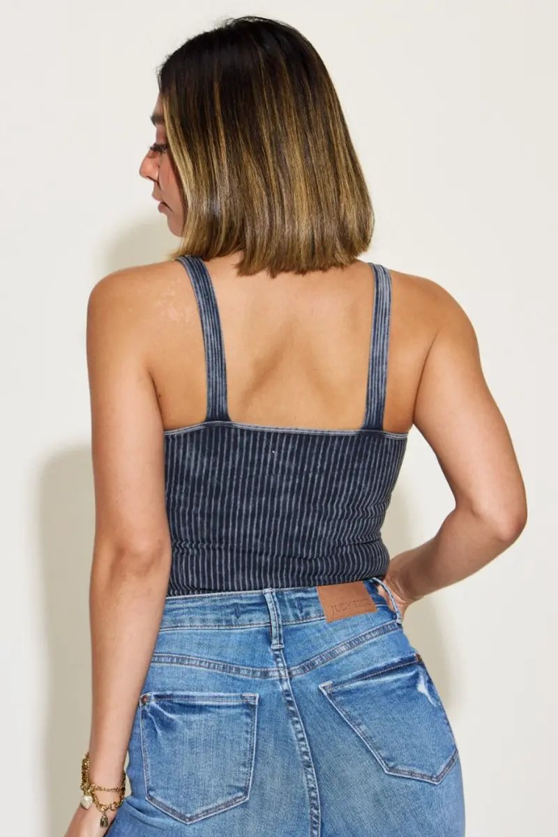 Zenana Ribbed Washed Square Neck Tank for Summer Style - Love Salve